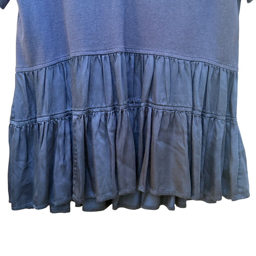 Maeve Louisa Top Womens Size Small Black Tiered Silky Ruffle Boho Minimalist - Picture 3 of 7
